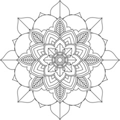 Easy Mandala coloring book simple and basic for beginners, seniors and children. Set of Mehndi flower pattern for Henna drawing and tattoo. Decoration in ethnic oriental, Indian style.