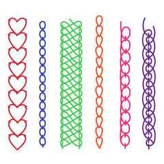 Vector handmade , decorative stitches of different colors on a white background.