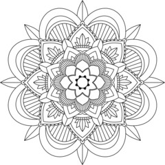 Easy Mandala coloring book simple and basic for beginners, seniors and children. Set of Mehndi flower pattern for Henna drawing and tattoo. Decoration in ethnic oriental, Indian style.