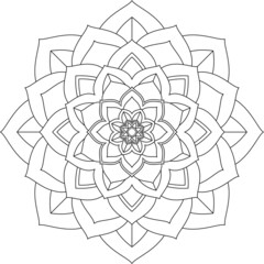 Obraz premium Easy Mandala coloring book simple and basic for beginners, seniors and children. Set of Mehndi flower pattern for Henna drawing and tattoo. Decoration in ethnic oriental, Indian style.