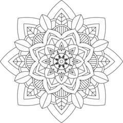 Easy Mandala coloring book simple and basic for beginners, seniors and children. Set of Mehndi flower pattern for Henna drawing and tattoo. Decoration in ethnic oriental, Indian style.