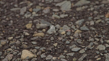 stones background, background of preparation of works for a paving, stones near the road, exactly lined stone and gravel before construction, a basis for construction