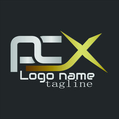 PCX logo. Illustration of "PCX" typeface logo isolated on black background. vector