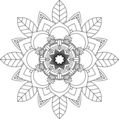 Easy Mandala coloring book simple and basic for beginners, seniors and children. Set of Mehndi flower pattern for Henna drawing and tattoo. Decoration in ethnic oriental, Indian style.
