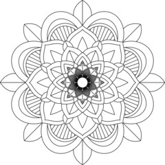 Easy Mandala coloring book simple and basic for beginners, seniors and children. Set of Mehndi flower pattern for Henna drawing and tattoo. Decoration in ethnic oriental, Indian style.