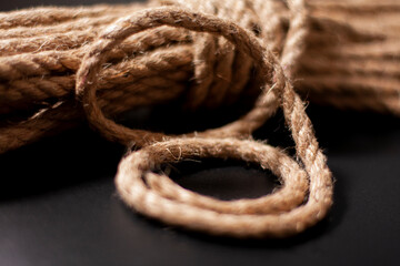 Jute rope close up. Right one-sided lay.