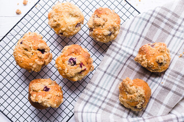 Blackberry muffin on a cooling rack