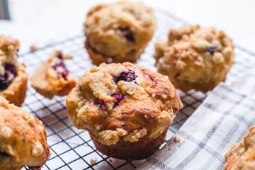 Blackberry muffin on a cooling rack