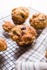 Blackberry muffin on a cooling rack