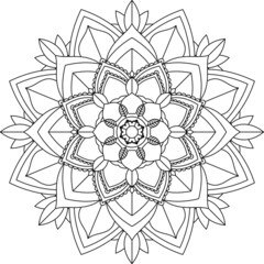 Easy Mandala coloring book simple and basic for beginners, seniors and children. Set of Mehndi flower pattern for Henna drawing and tattoo. Decoration in ethnic oriental, Indian style.