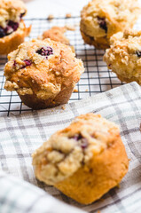 Blackberry muffin on a cooling rack
