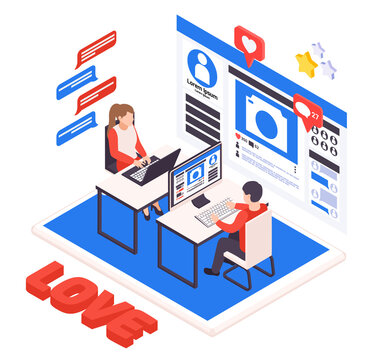 Online Dating Isometric Composition