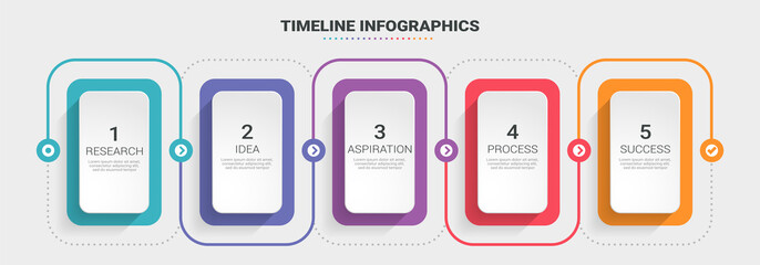 Abstract 3D Infographic thin line infographic template with 5 steps. Modern business concept infographics with options for brochure, diagram, workflow, timeline. Vector EPS 10 - obrazy, fototapety, plakaty