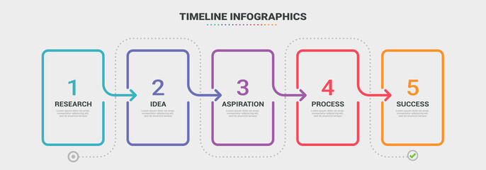 Thin line infographic template with 5 steps. Modern business concept infographics with options for brochure, diagram, workflow, timeline. Vector EPS 10