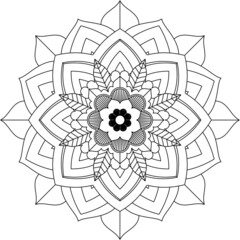 Easy Mandala coloring book simple and basic for beginners, seniors and children. Set of Mehndi flower pattern for Henna drawing and tattoo. Decoration in ethnic oriental, Indian style.