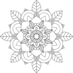 Easy Mandala coloring book simple and basic for beginners, seniors and children. Set of Mehndi flower pattern for Henna drawing and tattoo. Decoration in ethnic oriental, Indian style.
