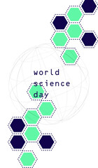 Fototapeta premium poster design for world science day. Scientific concept in geometric style