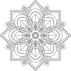 Easy Mandala coloring book simple and basic for beginners, seniors and children. Set of Mehndi flower pattern for Henna drawing and tattoo. Decoration in ethnic oriental, Indian style.
