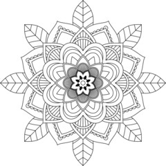 Easy Mandala coloring book simple and basic for beginners, seniors and children. Set of Mehndi flower pattern for Henna drawing and tattoo. Decoration in ethnic oriental, Indian style.