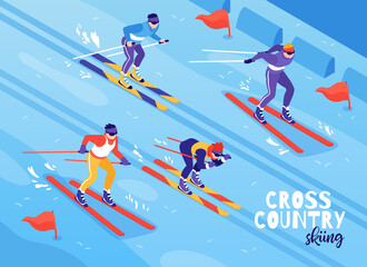 Skiing Isometric Composition