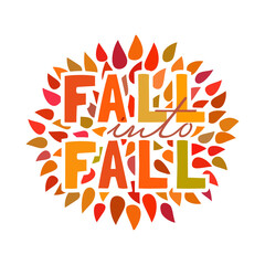 Fall decorative typography flat color poster