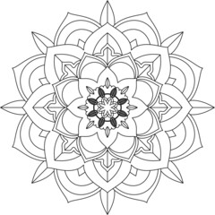 Easy Mandala coloring book simple and basic for beginners, seniors and children. Set of Mehndi flower pattern for Henna drawing and tattoo. Decoration in ethnic oriental, Indian style.