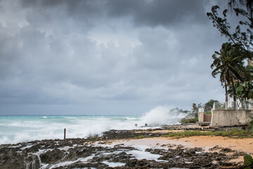 Hurricane Delta tearing up the coastline of Grand Cayman