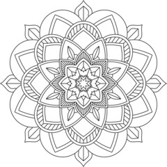 Easy Mandala coloring book simple and basic for beginners, seniors and children. Set of Mehndi flower pattern for Henna drawing and tattoo. Decoration in ethnic oriental, Indian style.