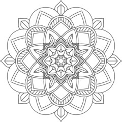 Easy Mandala coloring book simple and basic for beginners, seniors and children. Set of Mehndi flower pattern for Henna drawing and tattoo. Decoration in ethnic oriental, Indian style.