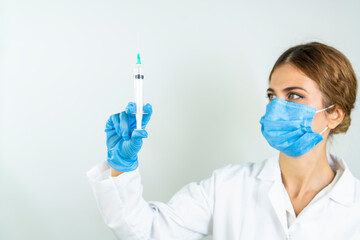 Concept fight against virus covid-19 corona virus, doctor or scientist in laboratory holding a...