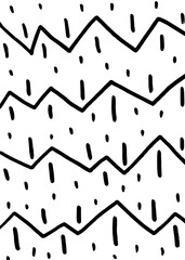 Hand-drawn black and white line background.