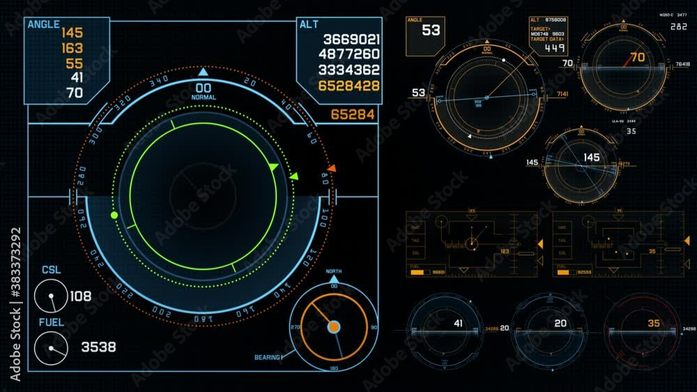 Aufkleber futuristic hud display data stock motion graphic full set with 3d rendering.