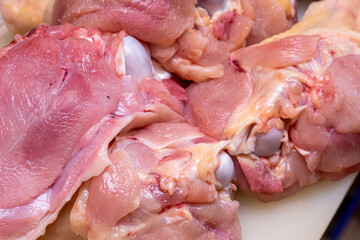 Turkey meat, wings, thighs background close up