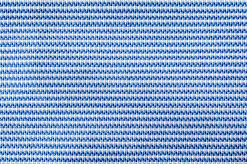 Abstract blue and white synthetic fabric linen. Detail of canvas textile material texture and background.