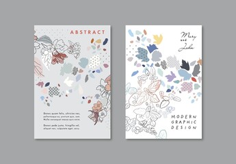 Posters Layouts with Flowers and Leaves