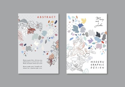 Posters Layouts with Flowers and Leaves