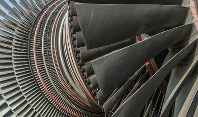 close up of an old steam turbine