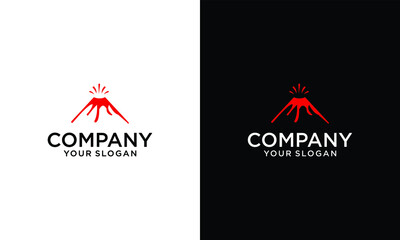 eruption of a volcano, vector logo illustration