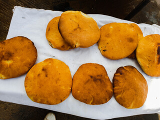 Fresh Arabic bread baked in the clay oven