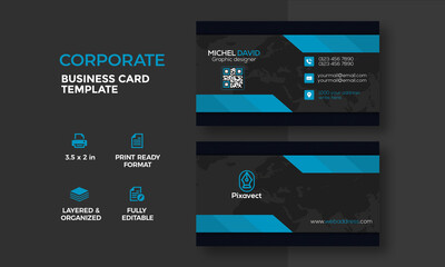 Modern abstract corporate business card design template