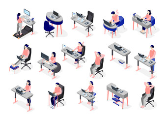  Ergonomic Workplace Isometric Recolor Set