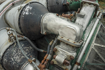 detail of a historic airplane engine