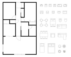 マンション・住宅の間取り図レイアウトセット