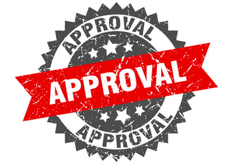 Obraz premium approval stamp. grunge round sign with ribbon