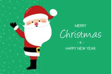 Christmas greeting card with happy Santa Claus. Vector