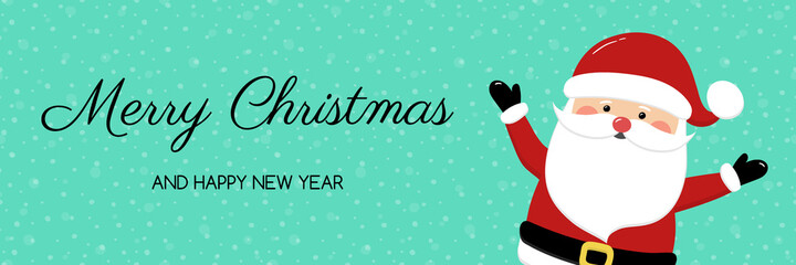 Concept of Christmas banner with happy Santa Claus. Vector