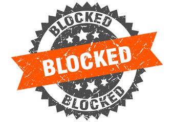 blocked stamp. grunge round sign with ribbon