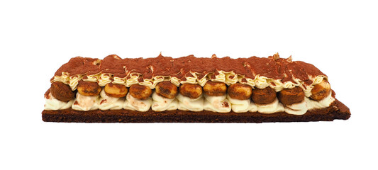 Tiramisu cake isolated on white background