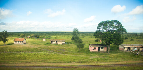 Fototapeta na wymiar homes for farm workers near Konza, south of Narobi