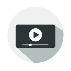 video broadcasting and live streaming icon. Button, red symbols for TV, news, movies, shows - stock vector